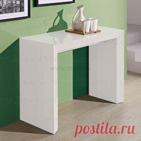 Стол-консоль В2316Р белый глянец лак, чёрный или кофейный глянец | Купить консоль В2316Р недорого в интернет-магазине МвВД  Купить стол-консоль В2316Р большой раздвижной трансформер в гостиную, выбрав необходимый цвет (белый, чёрный или кофейный) и заказав доставку в Москве или в любой регион РФ. Размер: Длина от 40 до 230 см (пять положений) * Ширина 95 * Высота 75 см.