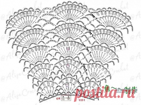 Пояс — баска Веер крючком. Работа Alise Crochet