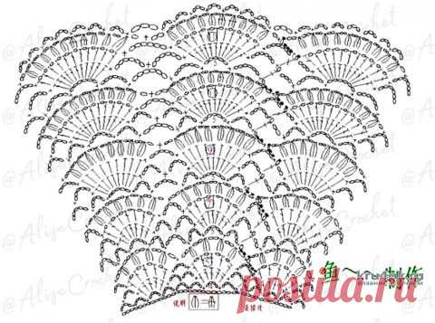 Пояс — баска Веер крючком. Работа Alise Crochet