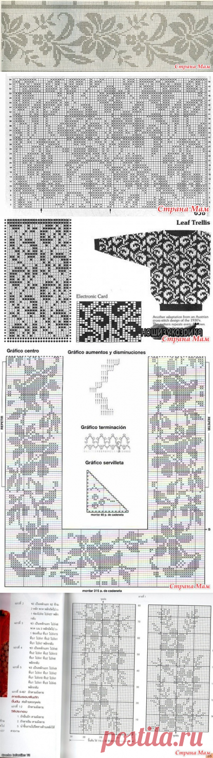 Цветочные узоры в филейной технике - Филейное кружево - Страна Мам