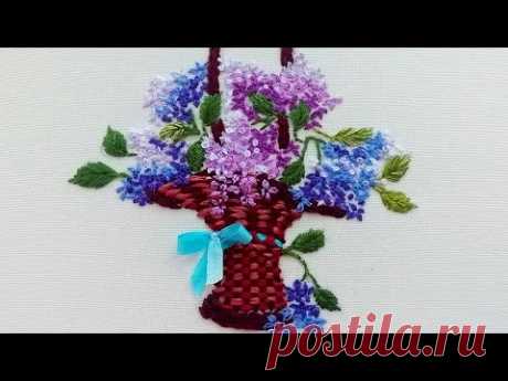 How to embroider lilac flowers | Art embroidery | easy stitch