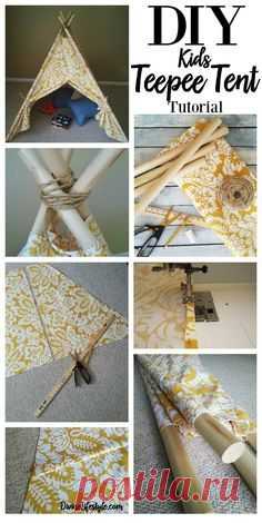 DIY Kids Teepee Tent Tutorial Pinterest #diy_kids_teepee