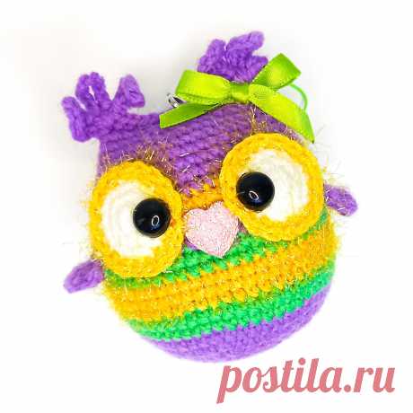 PDF Совушка крючком. FREE crochet pattern; Аmigurumi toy patterns. Амигуруми схемы и описания на русском. Вязаные игрушки и поделки своими руками #amimore - сова, совушка, маленький совёнок, птица, птичка.