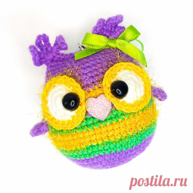 PDF Совушка крючком. FREE crochet pattern; Аmigurumi toy patterns. Амигуруми схемы и описания на русском. Вязаные игрушки и поделки своими руками #amimore - сова, совушка, маленький совёнок, птица, птичка.