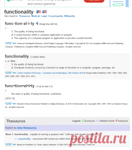 Functionality - definition of functionality by The Free Dictionary