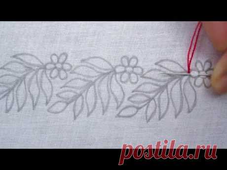 Hand Embroidery, Simple Border Line Embroidery Tutorial, New Border Design