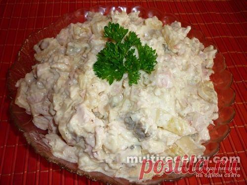 Салат из копченой курицы с ананасом - пошаговый рецепт с фотографиями