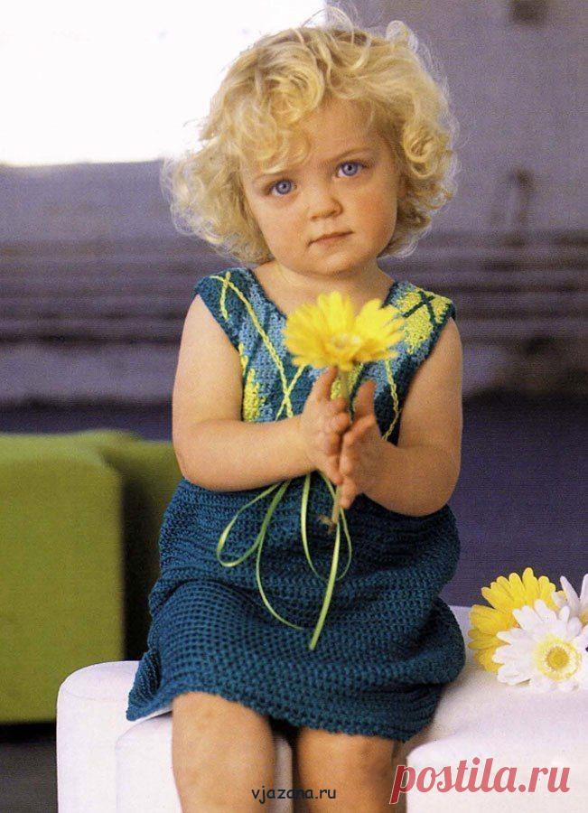 Вязаное платье крючком для девочки на возраст 3-6 лет | Вязана.ru