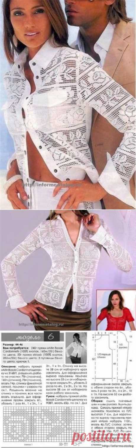 Рубашка крючком — Филейное вязание | Ниточка