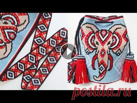 Сумка Мочила. Часть 3: Ремень - Схема, Процесс вязания / Mochila bag. Part 3: Crochet strap Как связать сумку-мочилу в технике &quot;жаккард крючком&quot;- Мой процесс вязания. Часть 3. Вяжу ремень Материалы: Пряжа 100% хлопок (100г/330м); Кр...