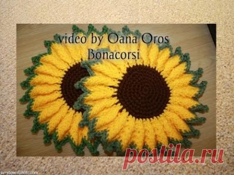 crochet sunflower hot pad