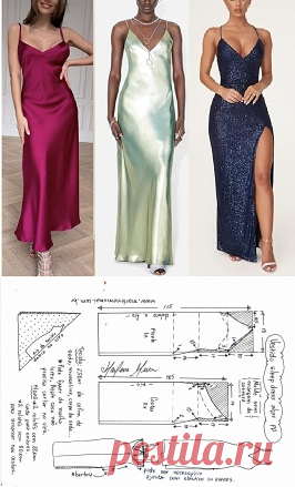 Vestido longo sleep dress com alças (para cortar no viés ou malha) - Marlene Mukai