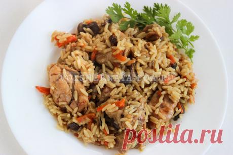 Плов из курицы с грибами | Волшебная Eда.ру Пошаговый рецепт с фото, как приготовить рассыпчатый плов из курицы с грибами.