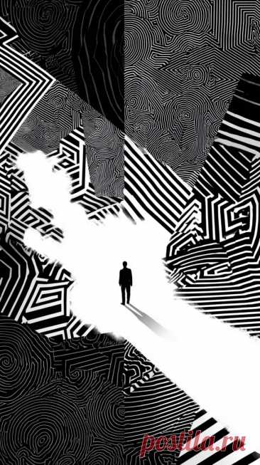 Чёрно-белая геометрия: сны и эмоции в минималистичном дизайне. Изображение из нейросети Миджорни - Midjourney примеры промтов - Форум ИИ о нейросетях - Yes Ai