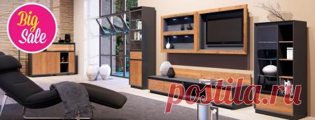 Модульная мебель для гостиной Nocce (Ночче) в современном стиле - шпон, темное стекло (антрацит) - купить в Москве | Официальный интернет-магазин производителя Parra.ru | Parra.ru