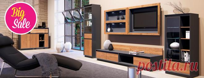 Модульная мебель для гостиной Nocce (Ночче) в современном стиле - шпон, темное стекло (антрацит) - купить в Москве | Официальный интернет-магазин производителя Parra.ru | Parra.ru