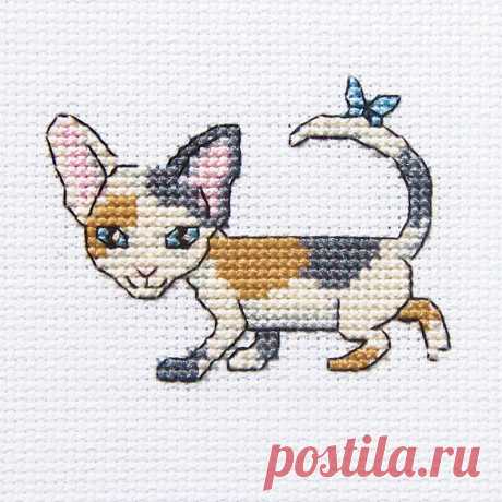 Curiosa Lucy Cat. Gato gris con kit de punto de cruz de - Etsy España