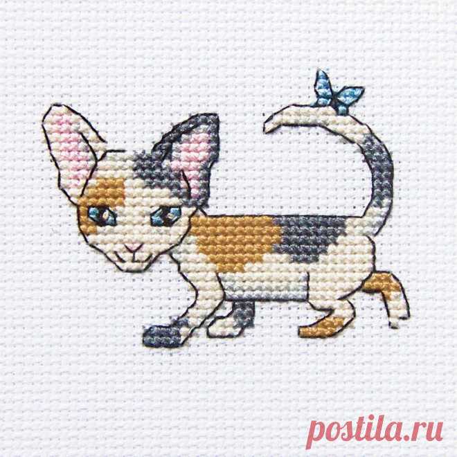 Curiosa Lucy Cat. Gato gris con kit de punto de cruz de - Etsy España