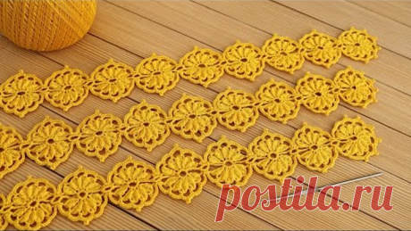 ЛЕНТОЧНОЕ КРУЖЕВО вязание крючком мастер-класс СХЕМА УЗОРА crochet lace braid ribbon tape tutorial
