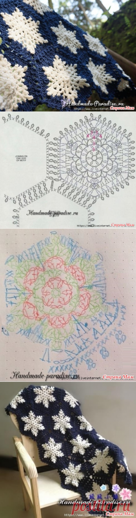 Красивый сказочный плед узором "Снежинка" - Все в ажуре... (вязание крючком) - Страна Мам