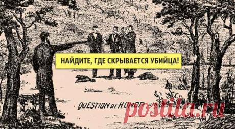 Сможете ли вы найти скрытого убийцу на этом изображении? Сможете ли вы найти скрытого убийцу на этом изображении?Все эти щеголеватые джентльмены, изображенные на картине, в опасности! Где-то в лесу