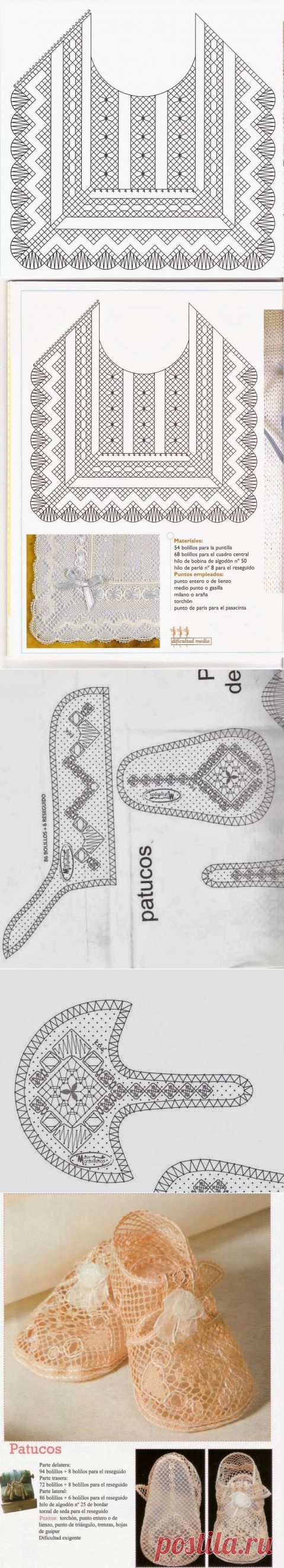 Hojas de guipur. Un blog desde Bohemia.: Picado babero y patucos de bebé.