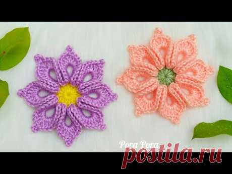 Crochet Flower I Crochet 8 Petals Flower I Crochet 3D Flower
