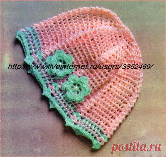 Розовая шапочка на лето малышам
