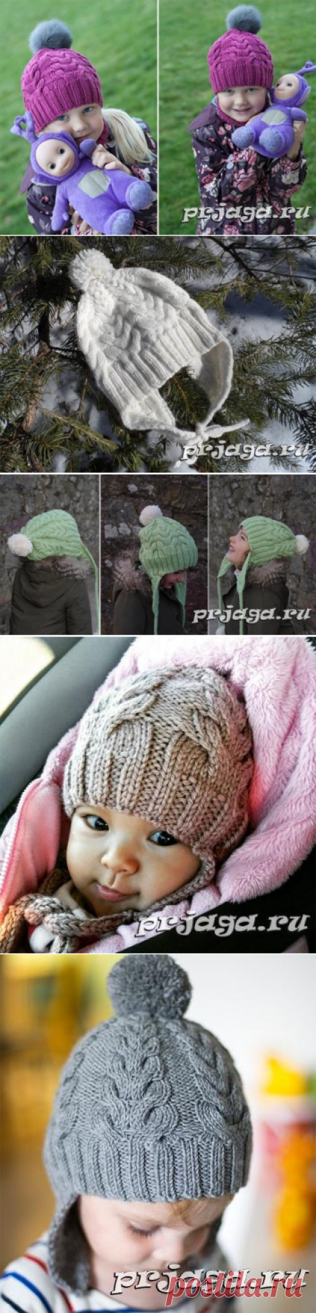 Детская шапка спицами «Я люблю косы»