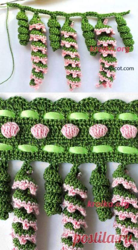 Вязание отделки со спиральками