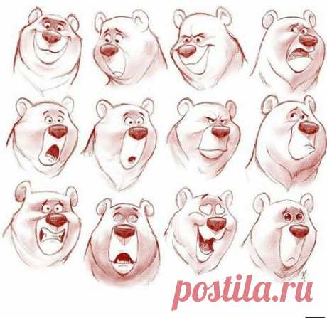 Рисунок. Морда медведя. Эмоции.