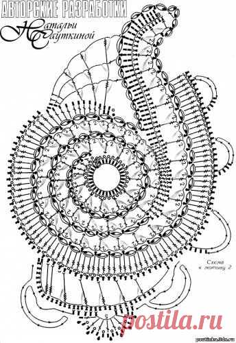 Вязаный фантазийный мотив. Схема вязания крючком. - Схемы вязания мотивов - Схемы для вязания - Уроки вязания крючком - Вязание крючком, мотивы, схемы для вязания крючком