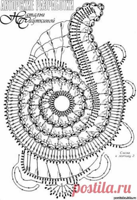 Вязаный фантазийный мотив. Схема вязания крючком. - Схемы вязания мотивов - Схемы для вязания - Уроки вязания крючком - Вязание крючком, мотивы, схемы для вязания крючком