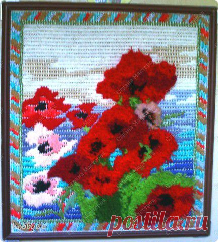 Маки... Вышивка + ткачество | Страна Мастеров