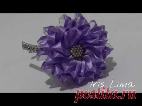 Como fazer flor de fita  /How to make  flower Diy , tutorial , pap By Iris Lima