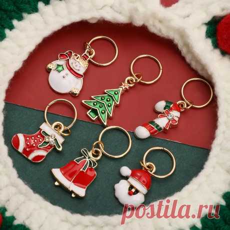 【 клиентов】 merry crafting, набор металлических эмалевых маркеров для вязания с рождественскими дизайнами – , , чулок, и санта для начинающих вязания и крючком – идеальные аксессуары для самостоятельного изготовления (6 шт.) - arts, crafts & sewing - Temu Moldova