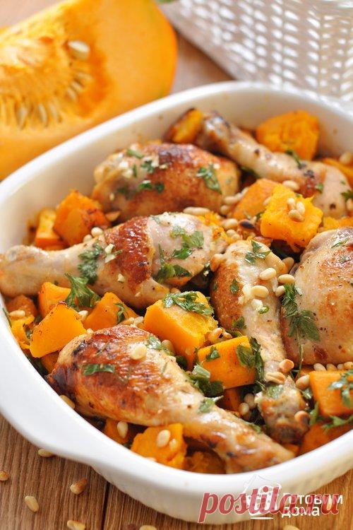 Курица, запеченная с тыквой - пошаговый рецепт с фото на Готовим дома