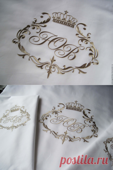 Купить Постельное белье с вышивкой 1813 Свадебный вензель - постельное белье, постельные принадлежности