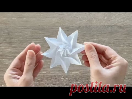 Origami Snowflake Star / Paper Snowflake Star ❄️⭐️ - YouTube