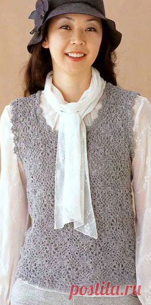 Вязаный крючком жилет