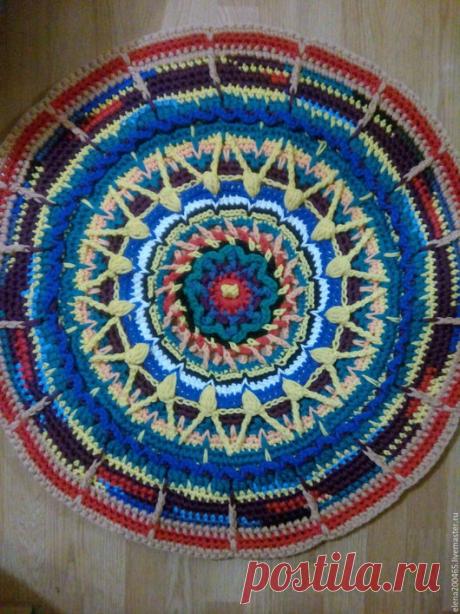 Купить КОВРИК - комбинированный, коврик ручной работы, коврик вязаный, коврик крючком, коврик для дома