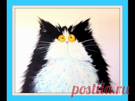 Рисуем кота гуашью, по мотивам Kim Haskins