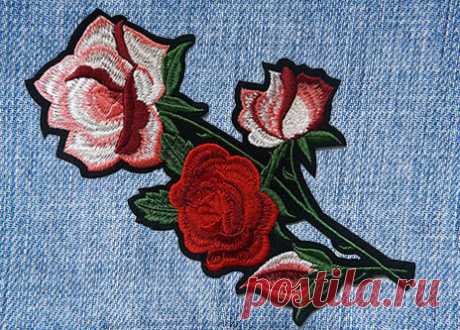 Iron On Roses Flower Embroidered Patch Applique Iron On by KBazaar