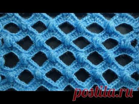 Ажурный узор вязания с шишечками Openwork crochet pattern 85