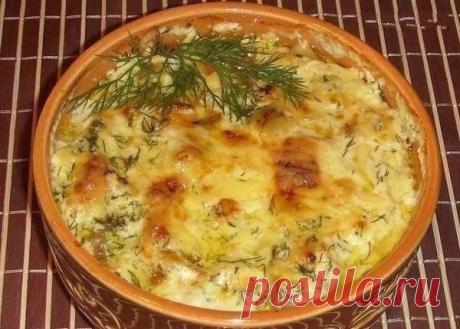 картошка с курицей и грибами