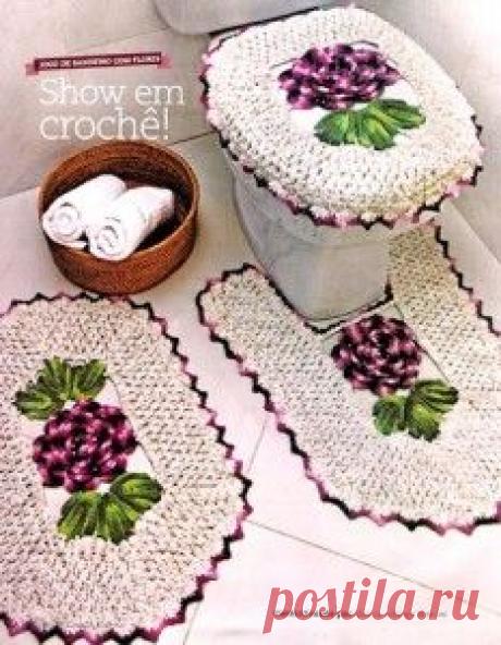 Коврики для ванной комнаты - 4 модели. Схема вязания крючком