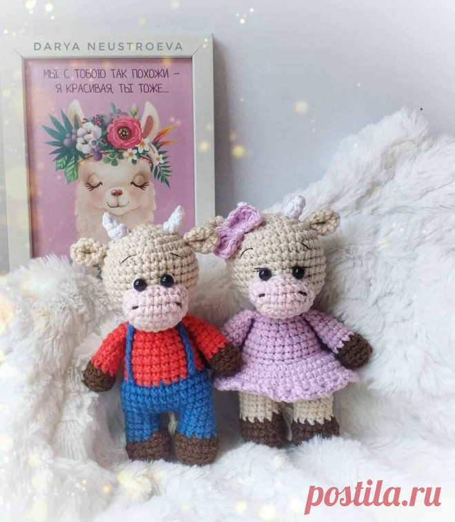 Сладкая парочка бык и коровка крючком | Hi Amigurumi