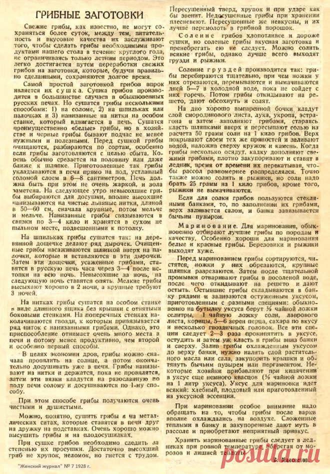 Грибные заготовки