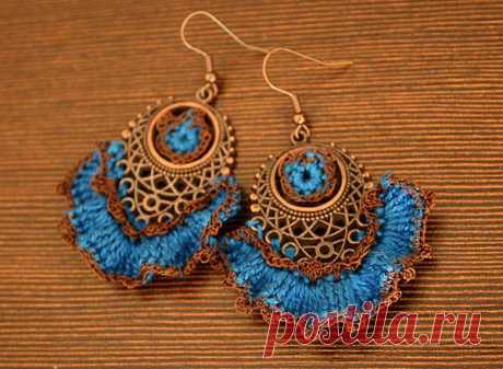 Кружевные вязаные сережки | Эфария