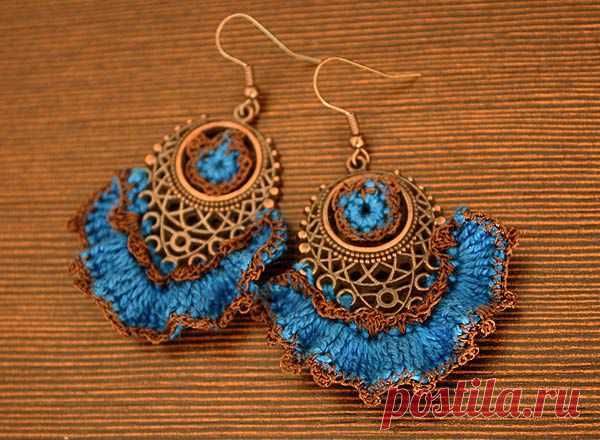 Кружевные вязаные сережки | Эфария